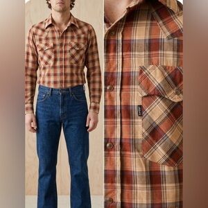 Men’s Vintage 70s Levi’s Black Label Western Plaid  Tapered Pearl Snap Shirt M